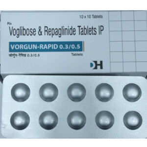 Vorgun-Rapid 0.3/0.5 – Voglibose & Repaglinide Tablets IP - 1 × 10 Tablets