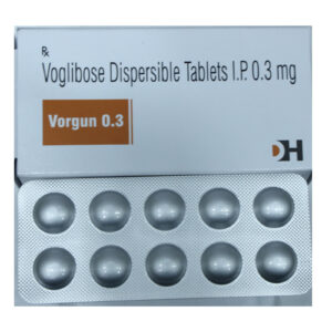 Vorgun 0.3 – Voglibose Dispersible Tablets I.P. 0.3 mg - 1 × 10 Tablets
