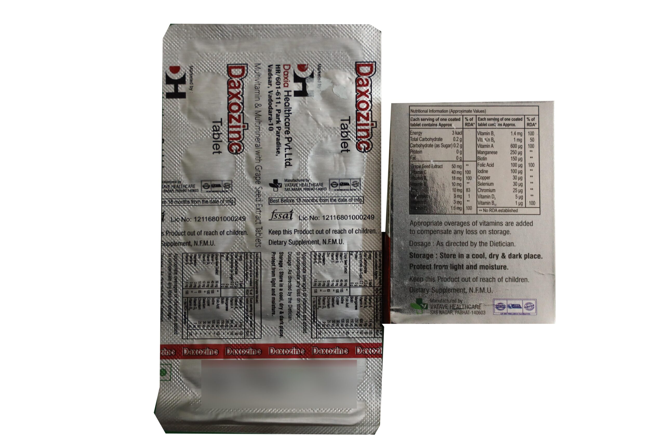 Daxozinc – Multivitamin & Multimineral with Grape Seed Extract Tablets - Image 2