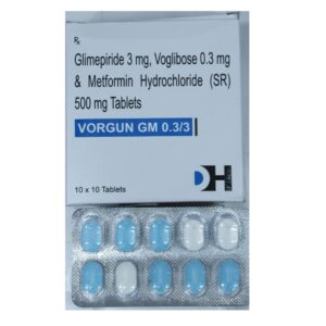 Vorgun GM 0.3/3 - Glimepiride 3 mg, Voglibose 0.3 mg & Metformin Hydrochloride SR 500 mg Tablets