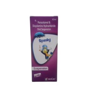 Spasky Suspension – Paracetamol & Dicyclomine Hydrochloride Oral Suspension (60 ml)