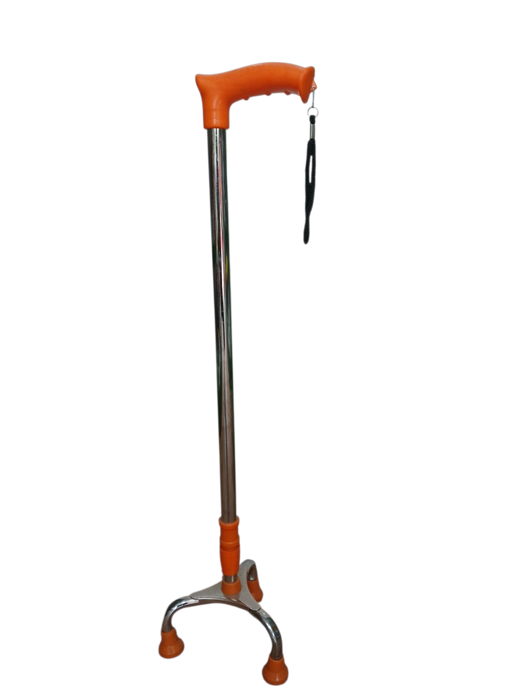 Tripod Walking Stick with Grip Handle – Adjustable Quad Cane (Orange)