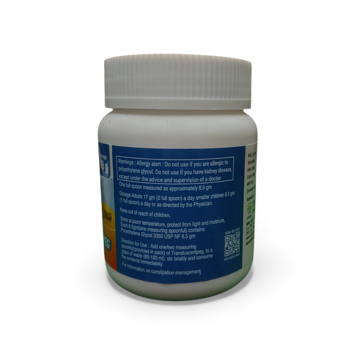 Transluscent PEG Powder – Polyethylene Glycol 3350 - 119 g - Image 2