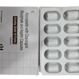 Atosky Gold 10 Forte Capsules – Atorvastatin with Clopidogrel Bisulphate & Aspirin