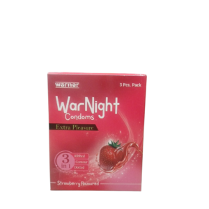 WarNight Condoms – Extra Pleasure (Strawberry Flavoured, 3 in 1)