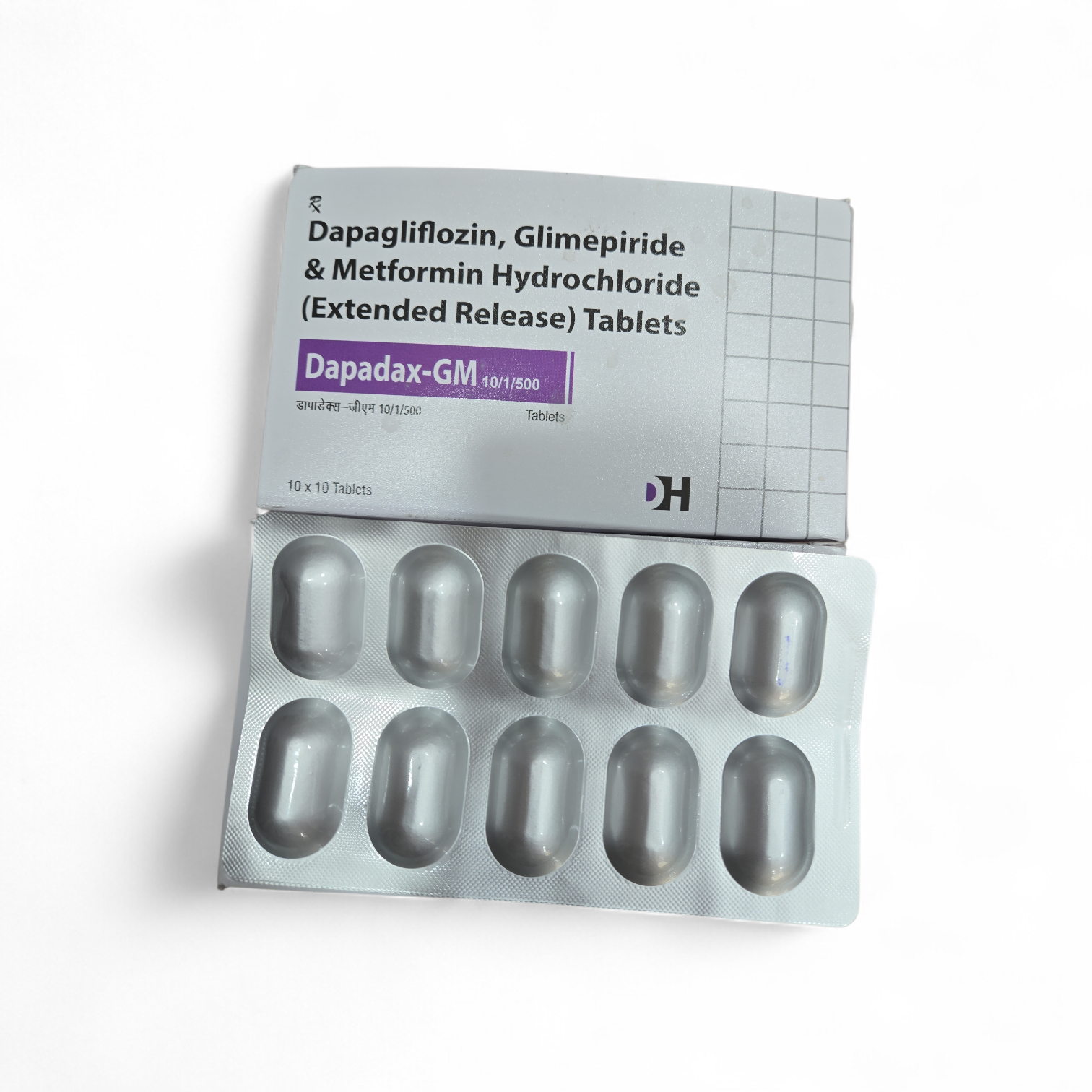 Dapadax-GM 10/1/500 Tablets – Dapagliflozin, Glimepiride & Metformin Hydrochloride (Extended Release) - 1 × 10 Tablets