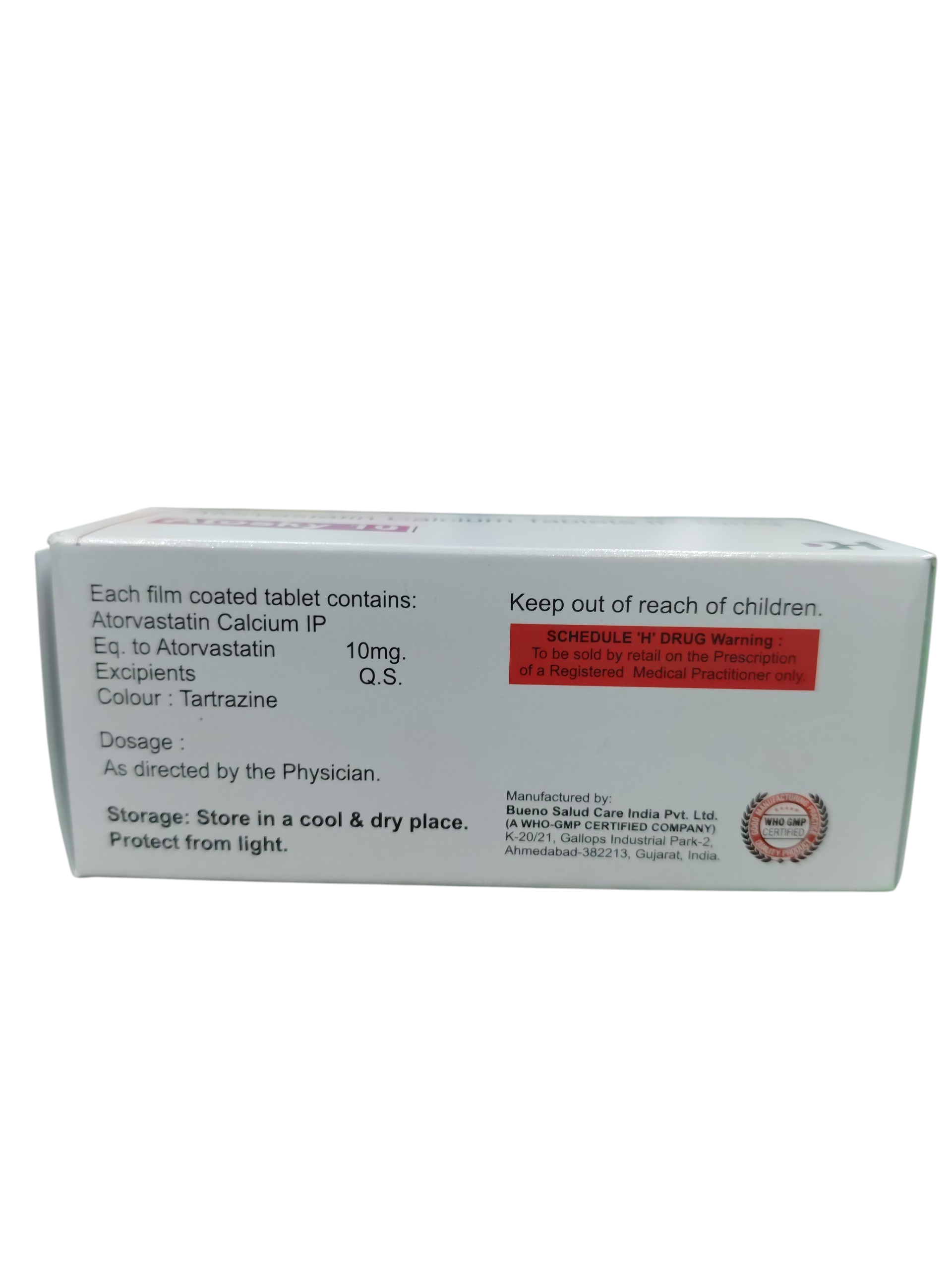 Atosky 10 - Atorvastatin Calcium Tablets IP 10mg - 1 x 10 Tablets Pack - Image 2