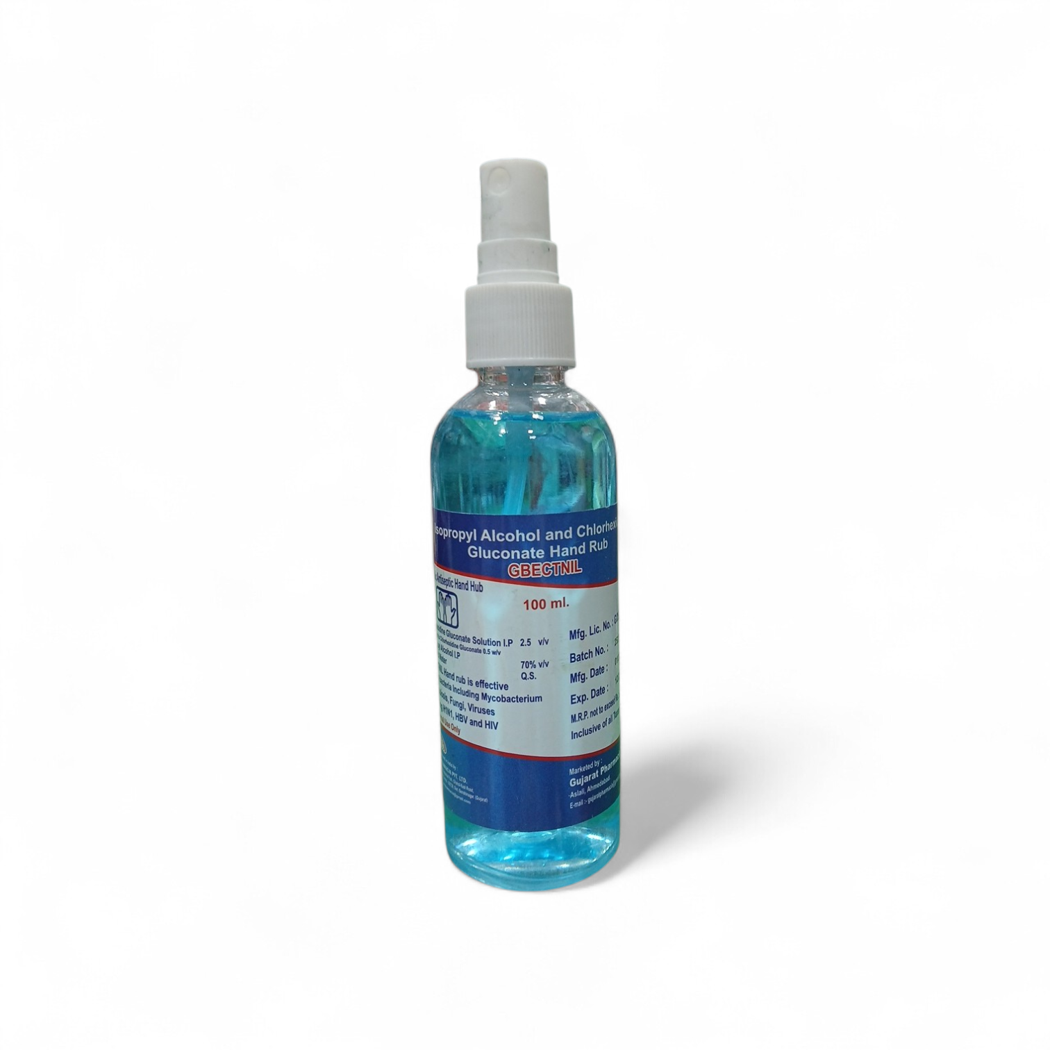 Gbectnil Antiseptic Hand Rub - Isopropyl Alcohol & Chlorhexidine Gluconate -100 ml Spray