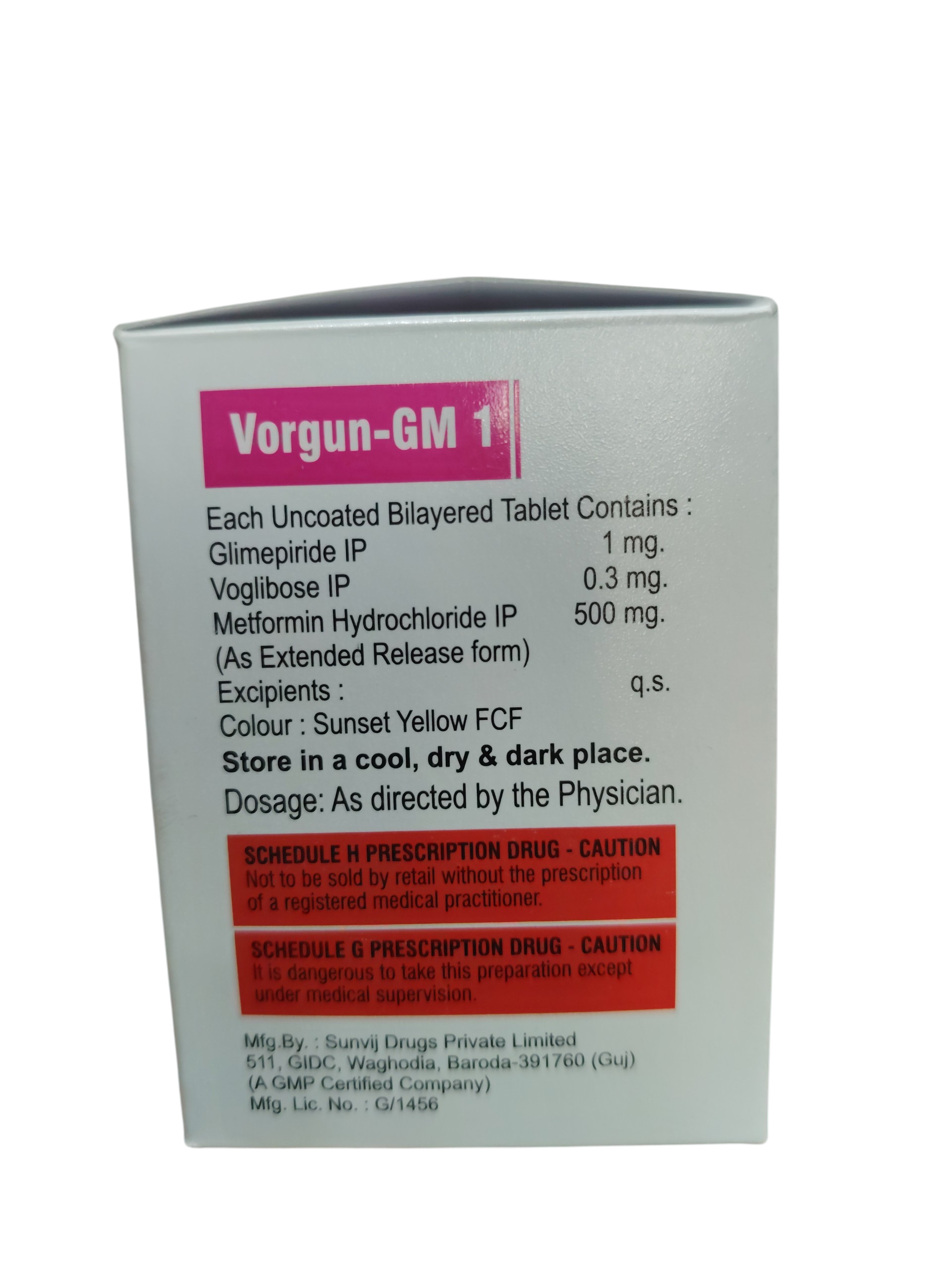 Vorgun-GM 1 Glimepiride, Voglibose & Metformin Hydrochloride ER Tablets - Image 2