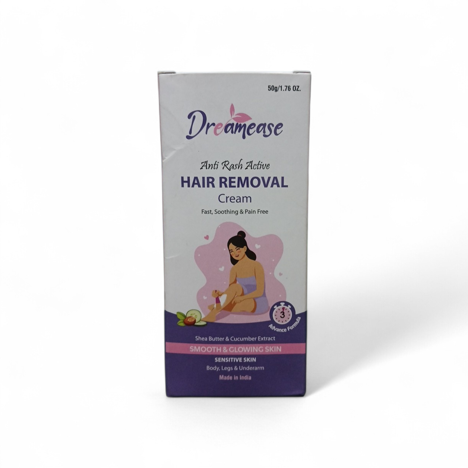 Dreamease Anti Rash Active Hair Removal Cream - Shea Butter & Cucumber Extract - 50g - Image 2