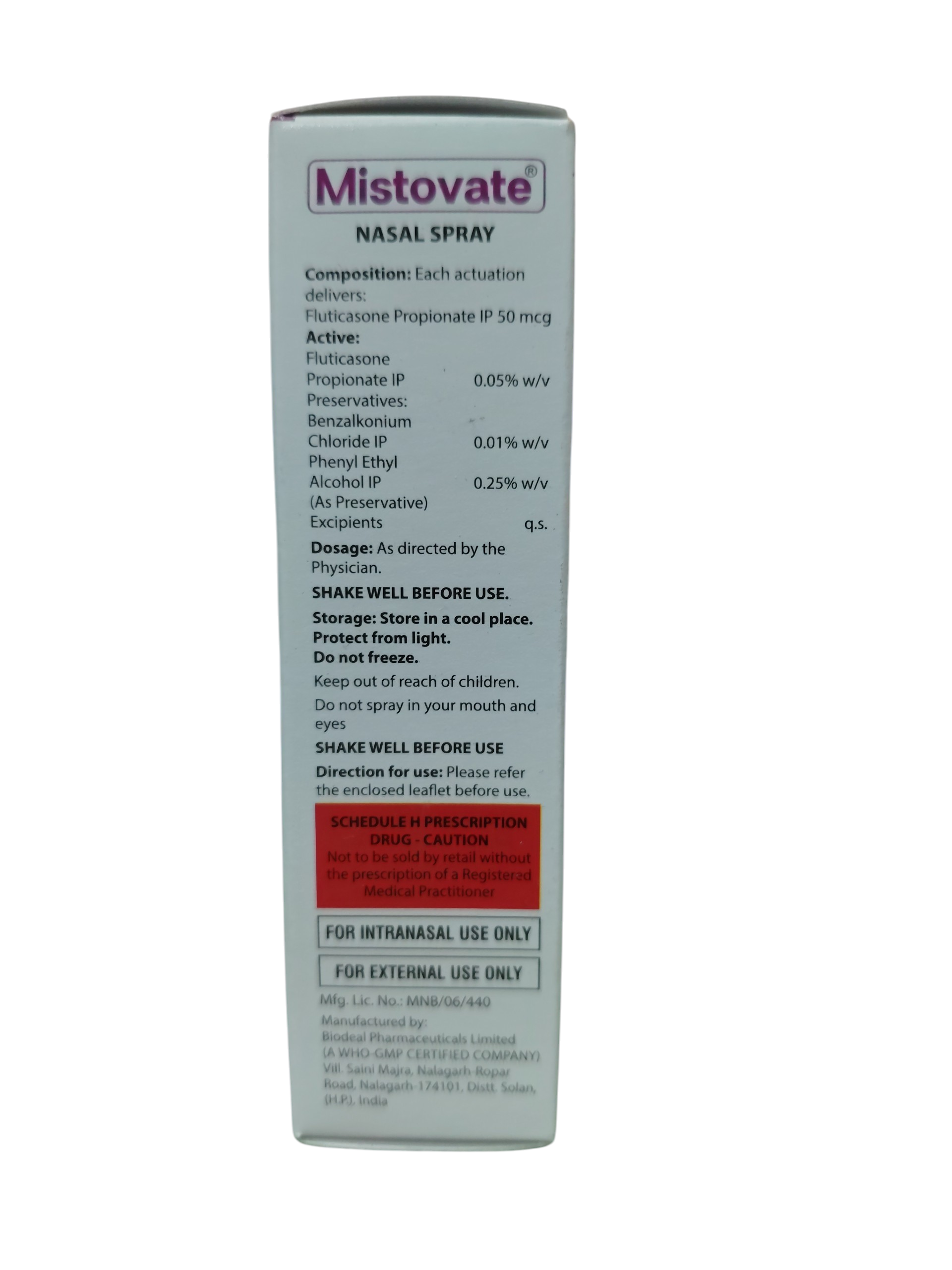Mistovate Nasal Spray - Fluticasone Nasal Spray IP -100 Metered Doses - 10 ml - Image 2