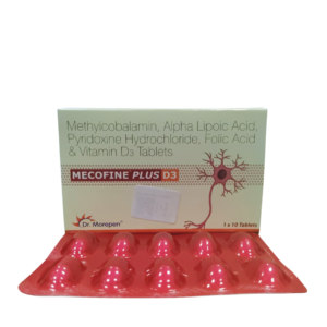 Mecofine Plus D3 - Methylcobalamin, Alpha Lipoic Acid, Pyridoxine HCl, Folic Acid & Vitamin D3 Tablets - 1 x 10 Tablets