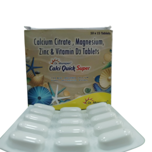 Calci Quick Super - Calcium Citrate, Magnesium, Zinc & Vitamin D3 Tablets - 1 x 15 Tablets