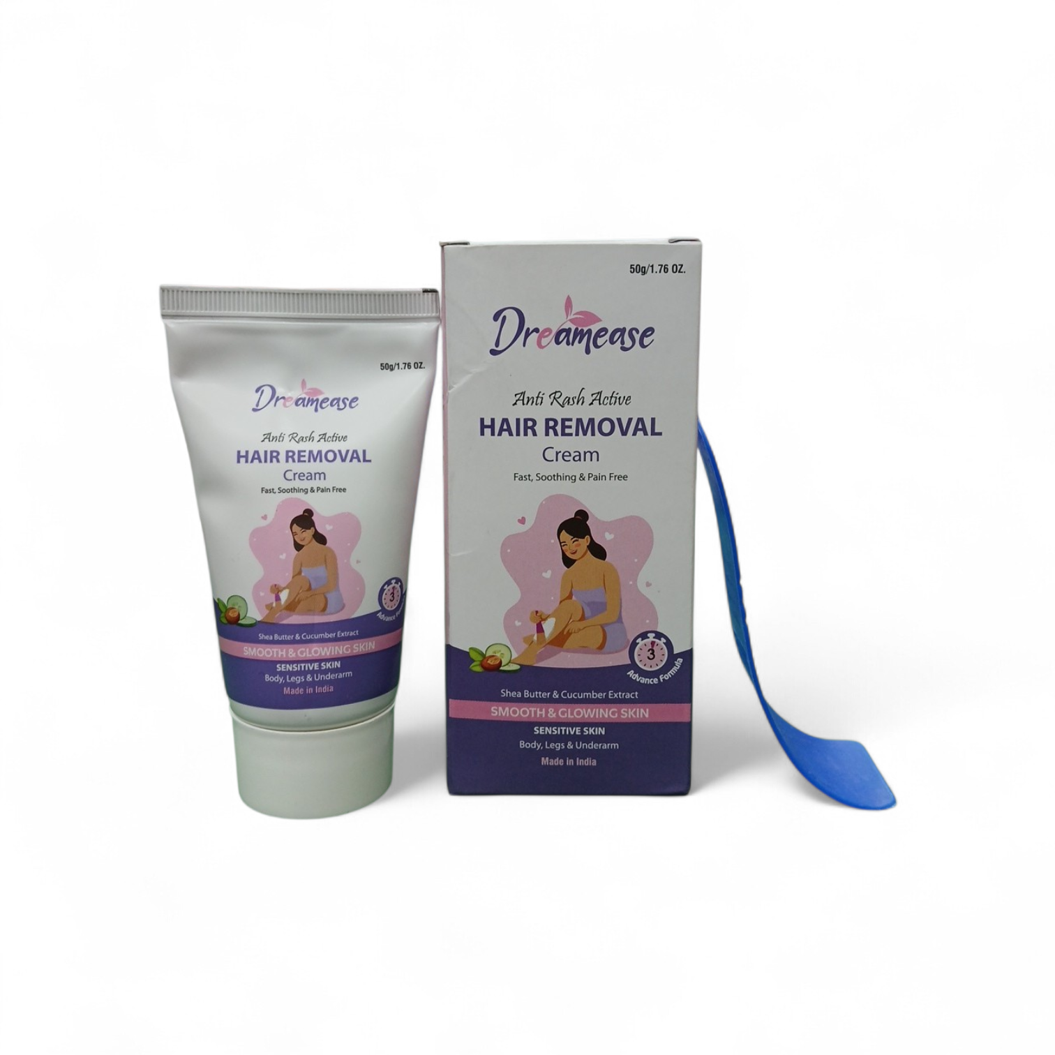 Dreamease Anti Rash Active Hair Removal Cream - Shea Butter & Cucumber Extract - 50g