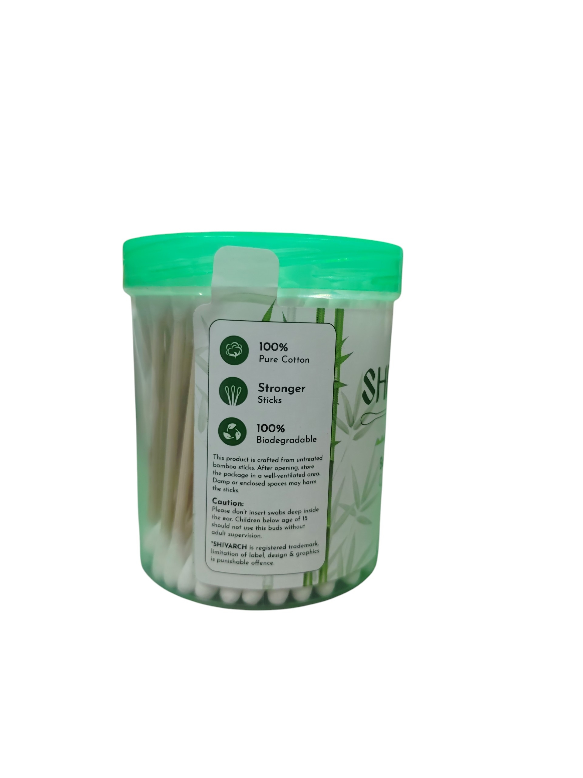 Shivarch Premium Bamboo Stick Cotton Swabs – 100% Biodegradable (100 Stems / 200 Tips) - Image 2