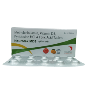 Neurotek MD3 - Methylcobalamin, Vitamin D3, Pyridoxine HCl & Folic Acid Tablets - 1 x 10 Tablets Pack