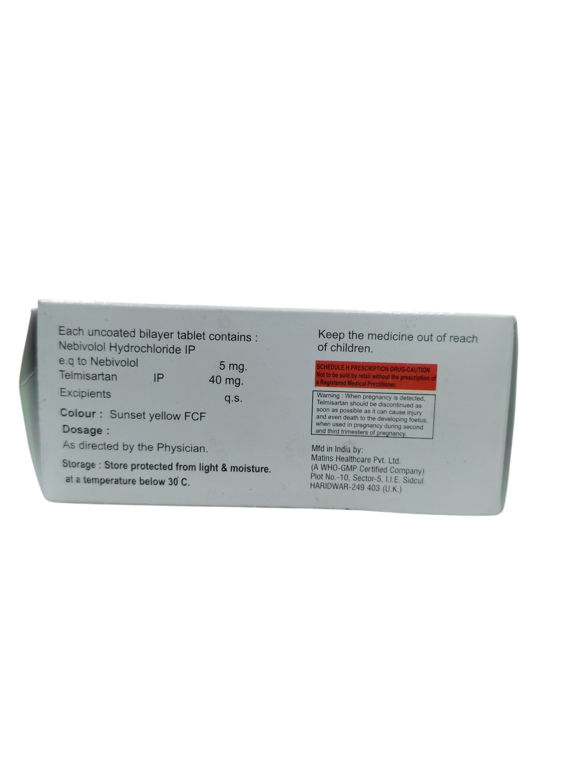 Nebicia T 40 - Nebivolol Hydrochloride & Telmisartan Tablets - 1 x 10 Tablets - Image 2