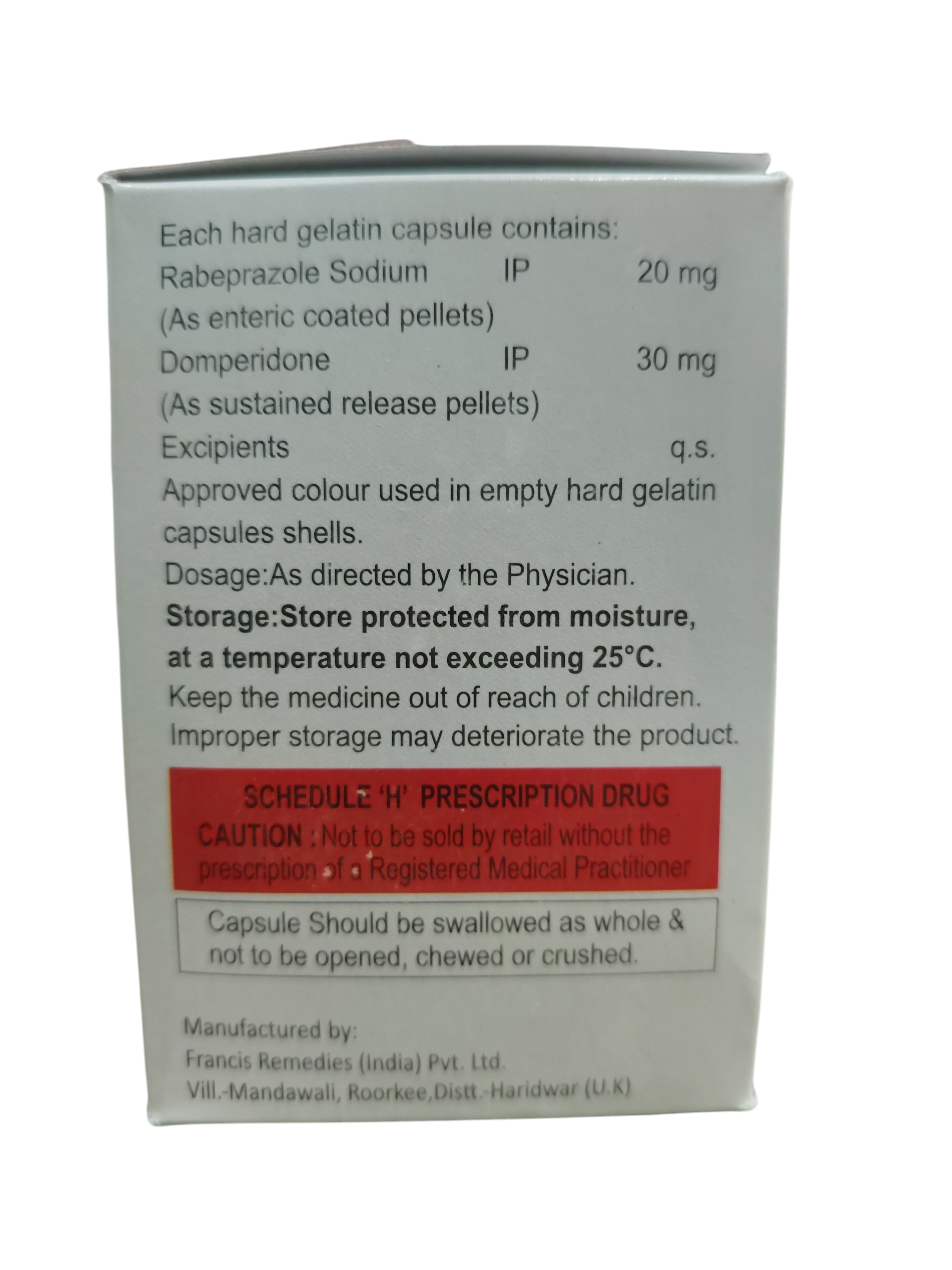 Rabezone-DSR – Rabeprazole & Domperidone (SR) Capsules - 1 × 10 Capsules - Image 2