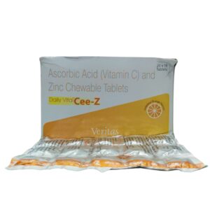 Daily Vital Cee-Z – Ascorbic Acid (Vitamin C) and Zinc Chewable Tablets (Delicious Orange Flavour) 1 × 15 Tablets