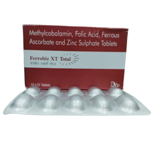 Ferrobiz XT Total – Methylcobalamin, Folic Acid, Ferrous Ascorbate & Zinc Sulphate Tablets - 1 × 10 Tablets