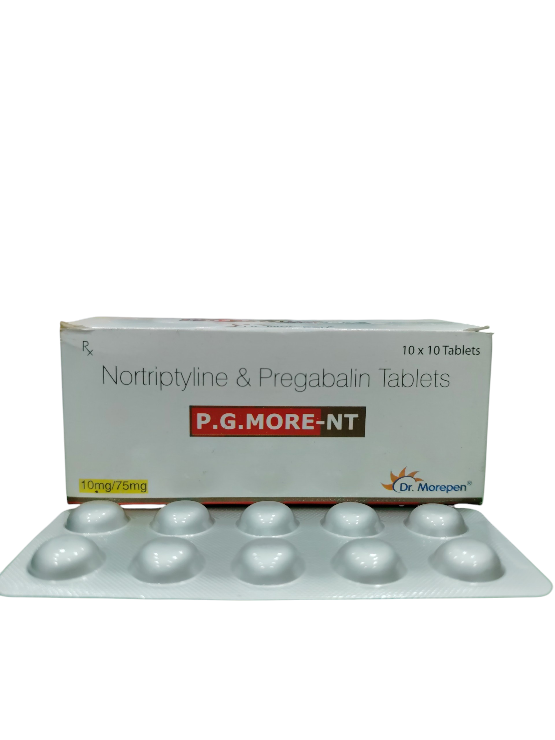 P.G.MORE-NT – Nortriptyline & Pregabalin Tablets (10mg/75mg) - 1 × 10 Tablets