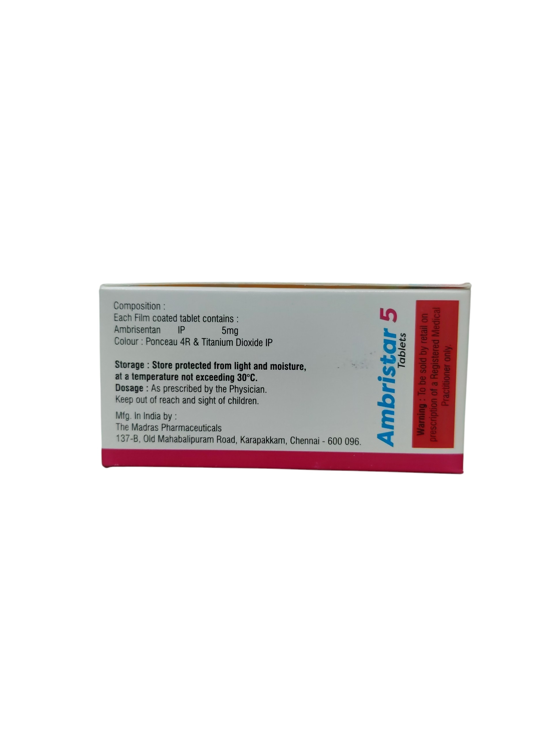 Ambristar 5 – Ambrisentan Tablets IP 5 mg -1 × 10 Tablets - Image 2