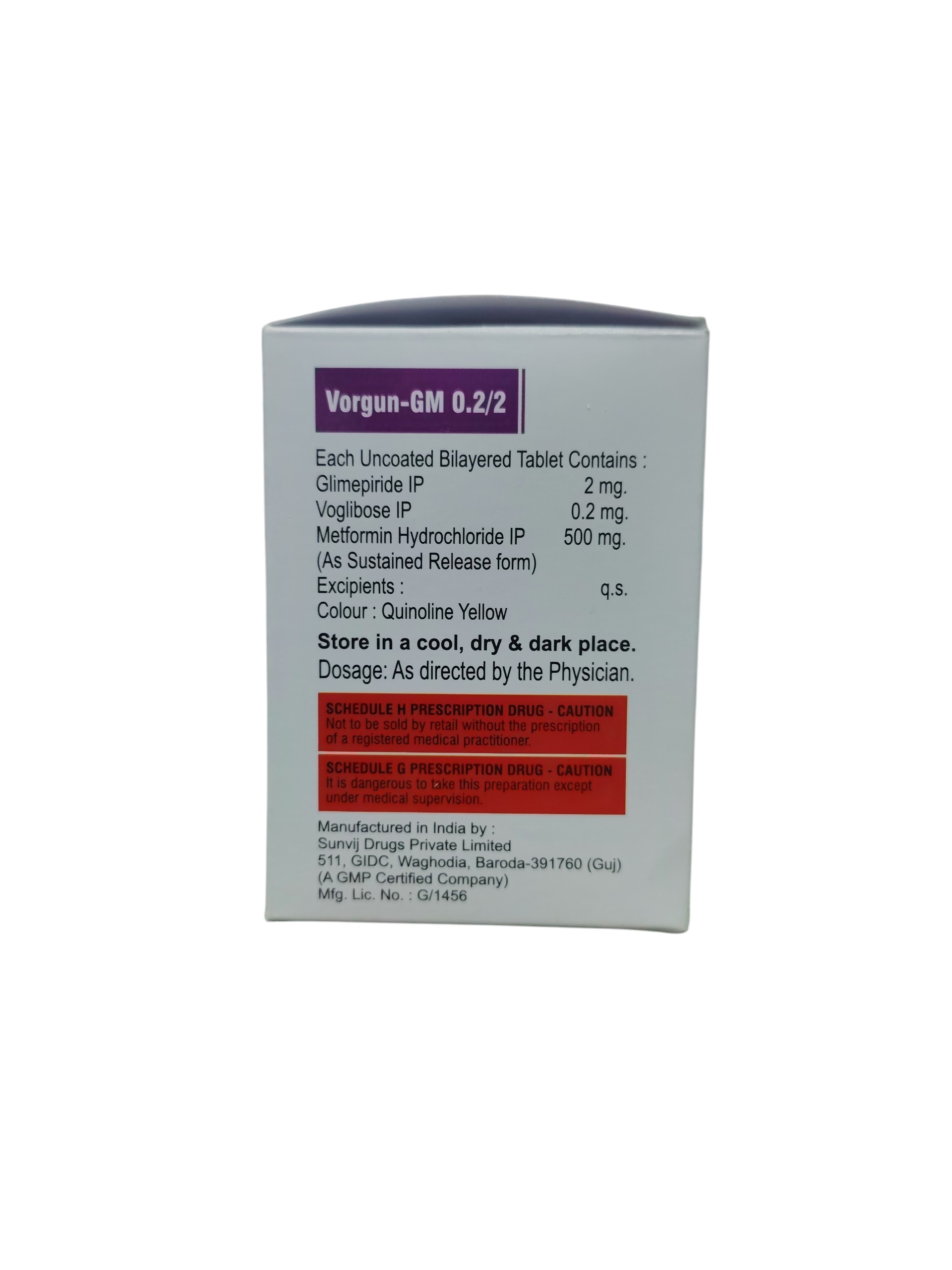 Vorgun GM 0.2/2 – Glimepiride, Voglibose & Metformin Hydrochloride (SR) Tablets - 1 × 10 Tablets - Image 2