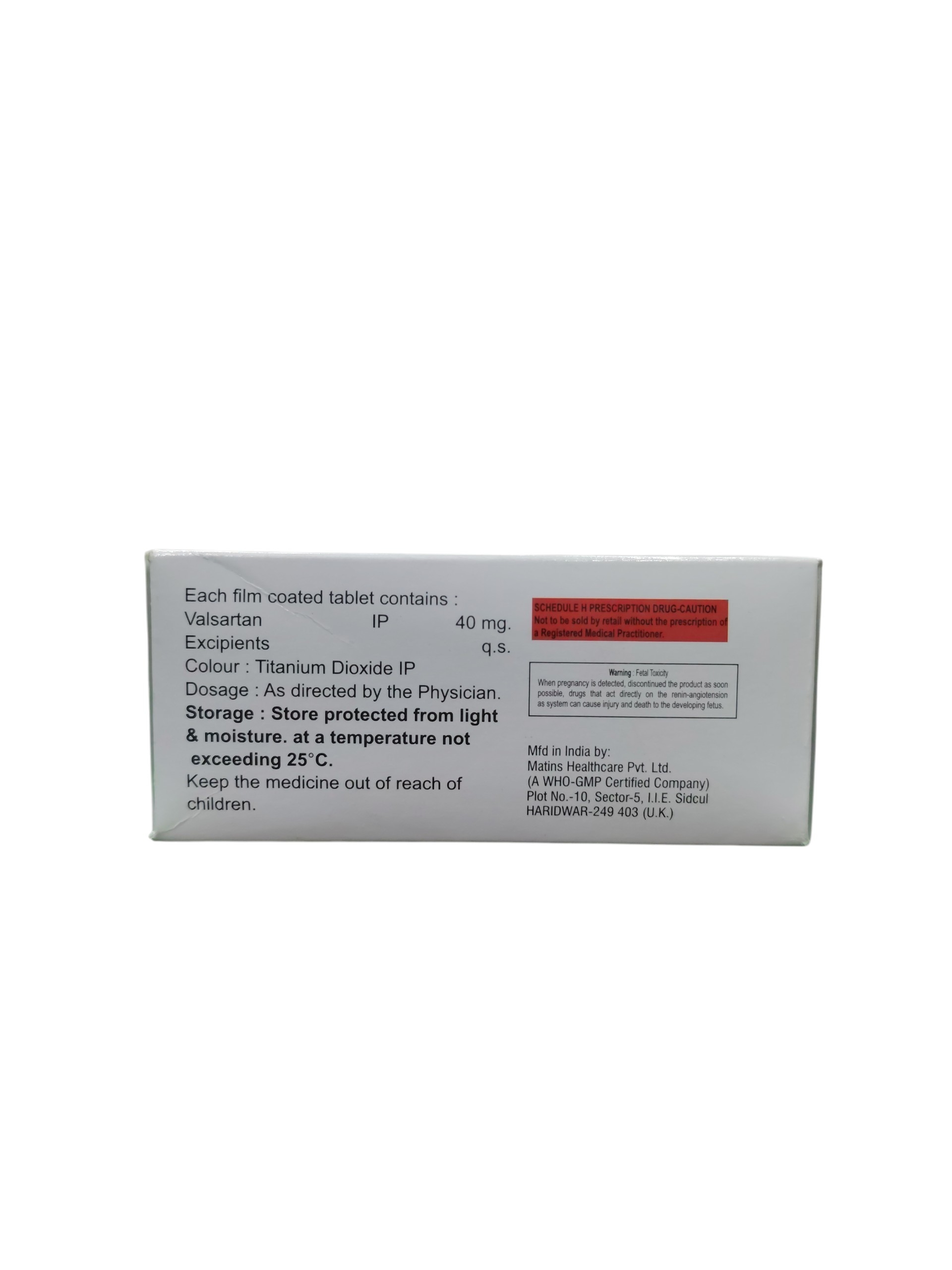 VELEXIA 40 – Valsartan Tablets IP 40 mg - 1 × 10 Tablets - Image 2
