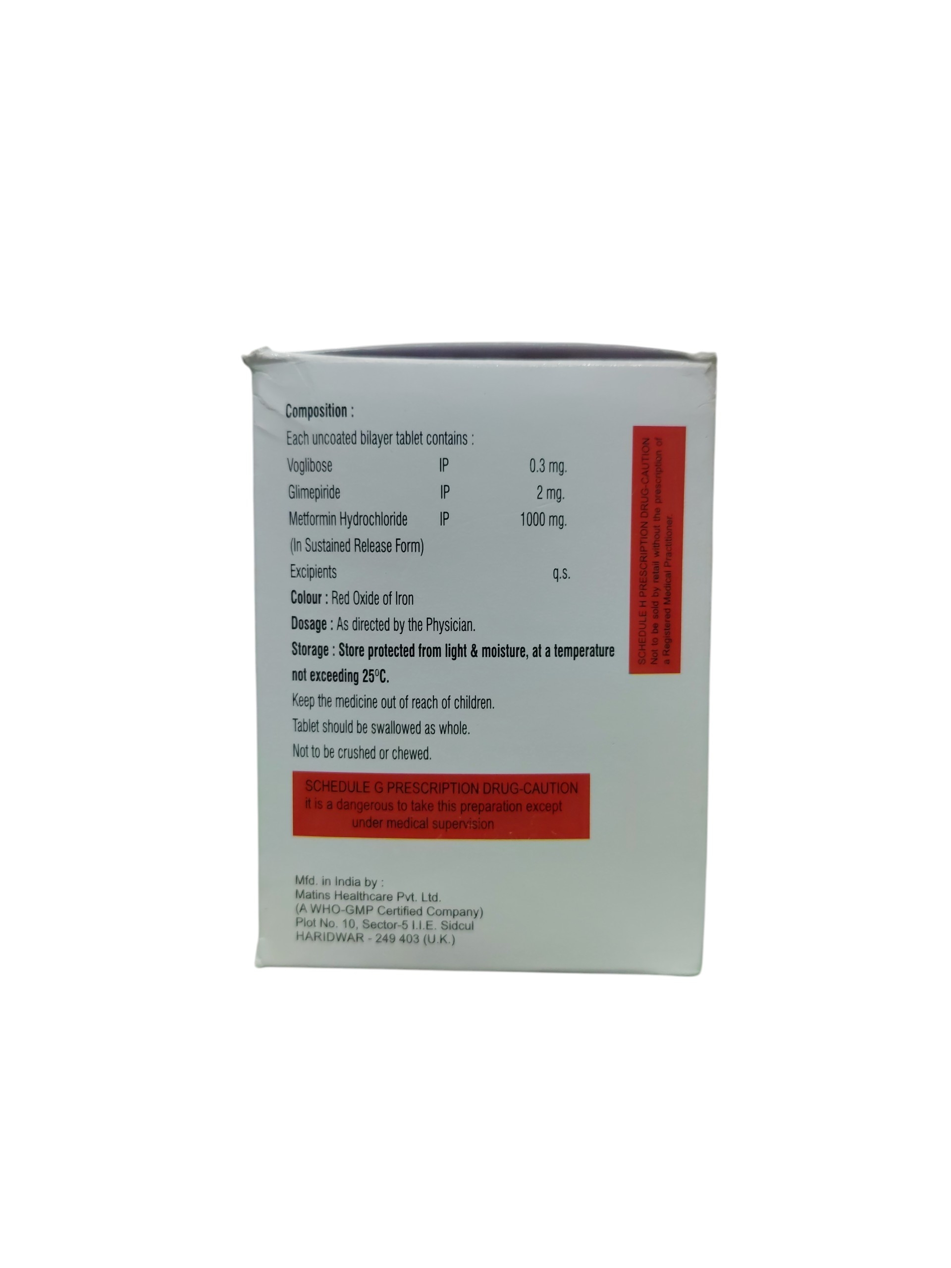 Vorgun GM 2 FORTE – Voglibose, Glimepiride & Metformin Hydrochloride (SR) Tablets - 1 × 10 Tablets - Image 2