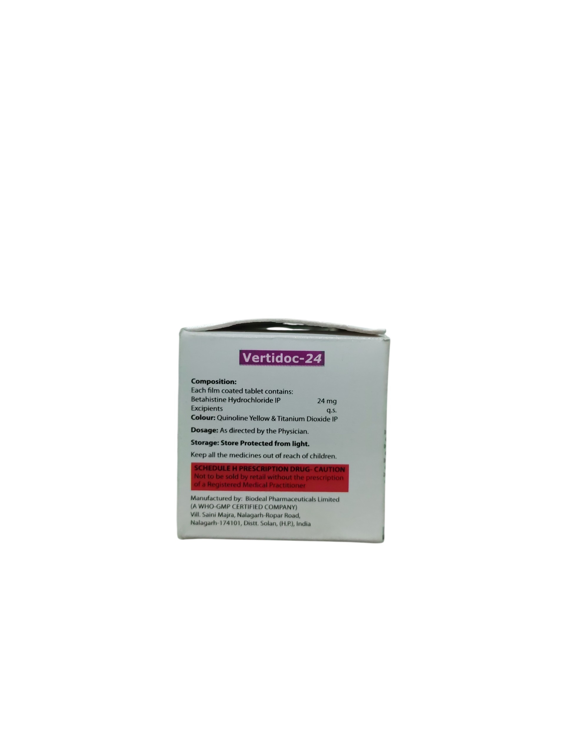 Vertidoc 24 – Betahistine Hydrochloride Tablets IP 24 mg - 1 × 10 Tablets - Image 2