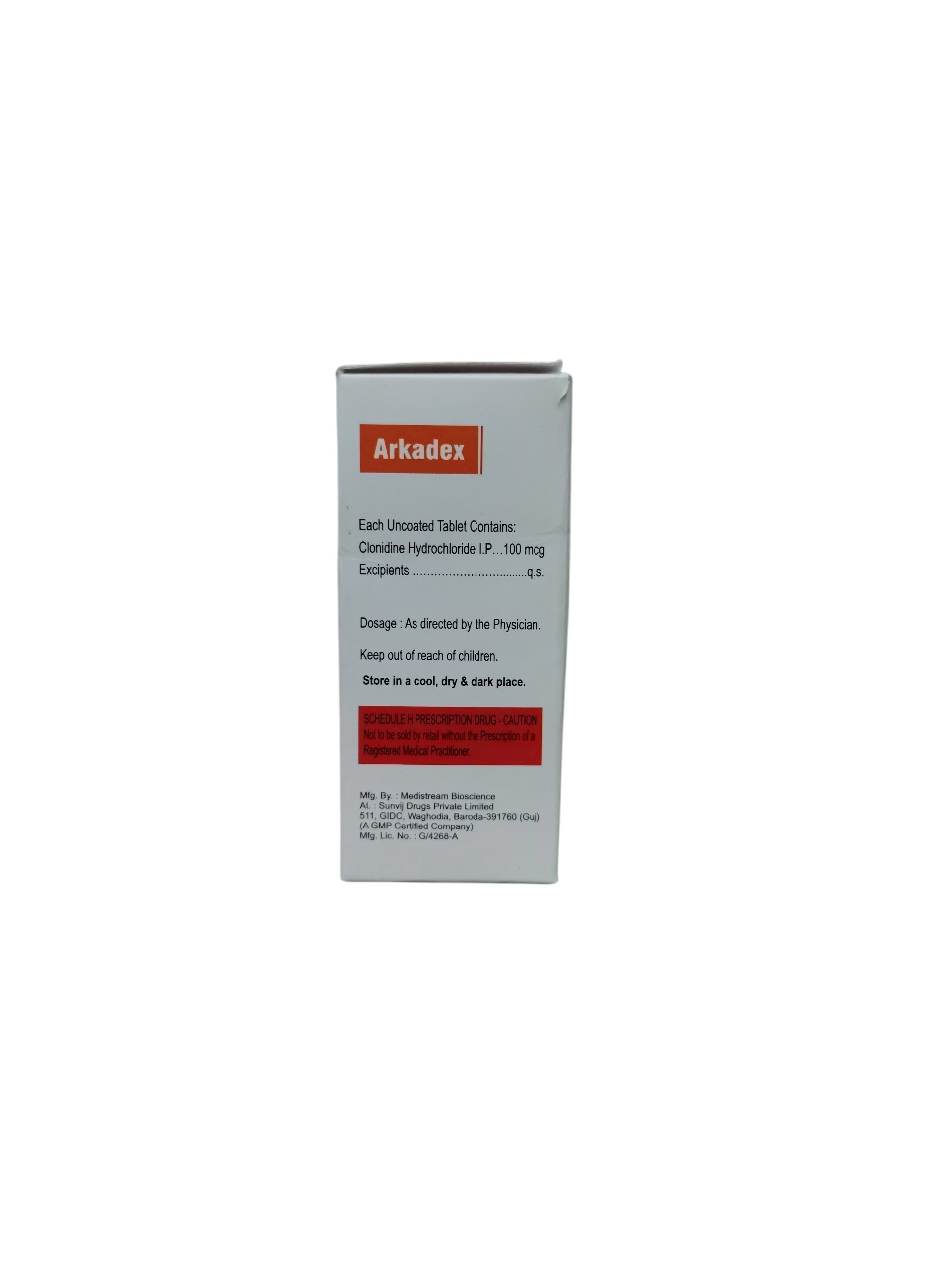 Arkadex – Clonidine Hydrochloride Tablets I.P. (0.1 mg) - 1 × 10 Tablets - Image 2