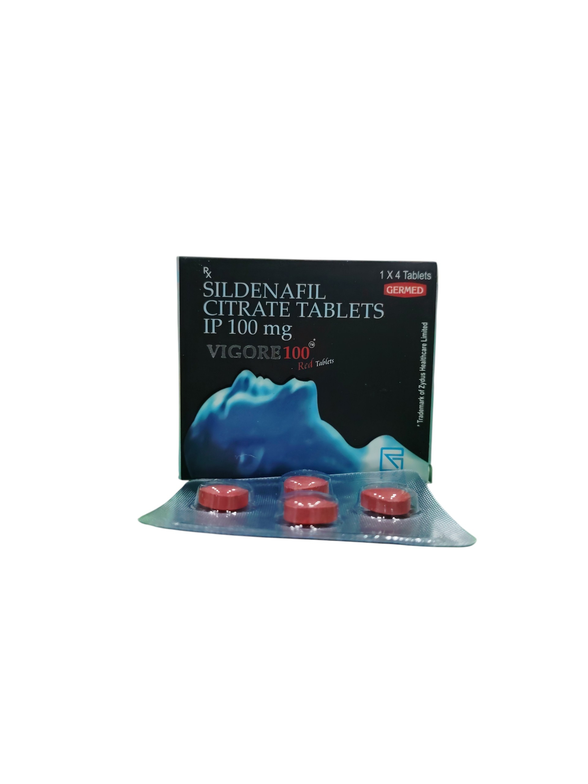 Vigore 100 Red – Sildenafil Citrate Tablets IP 100 mg - 1 x 4 Tablets