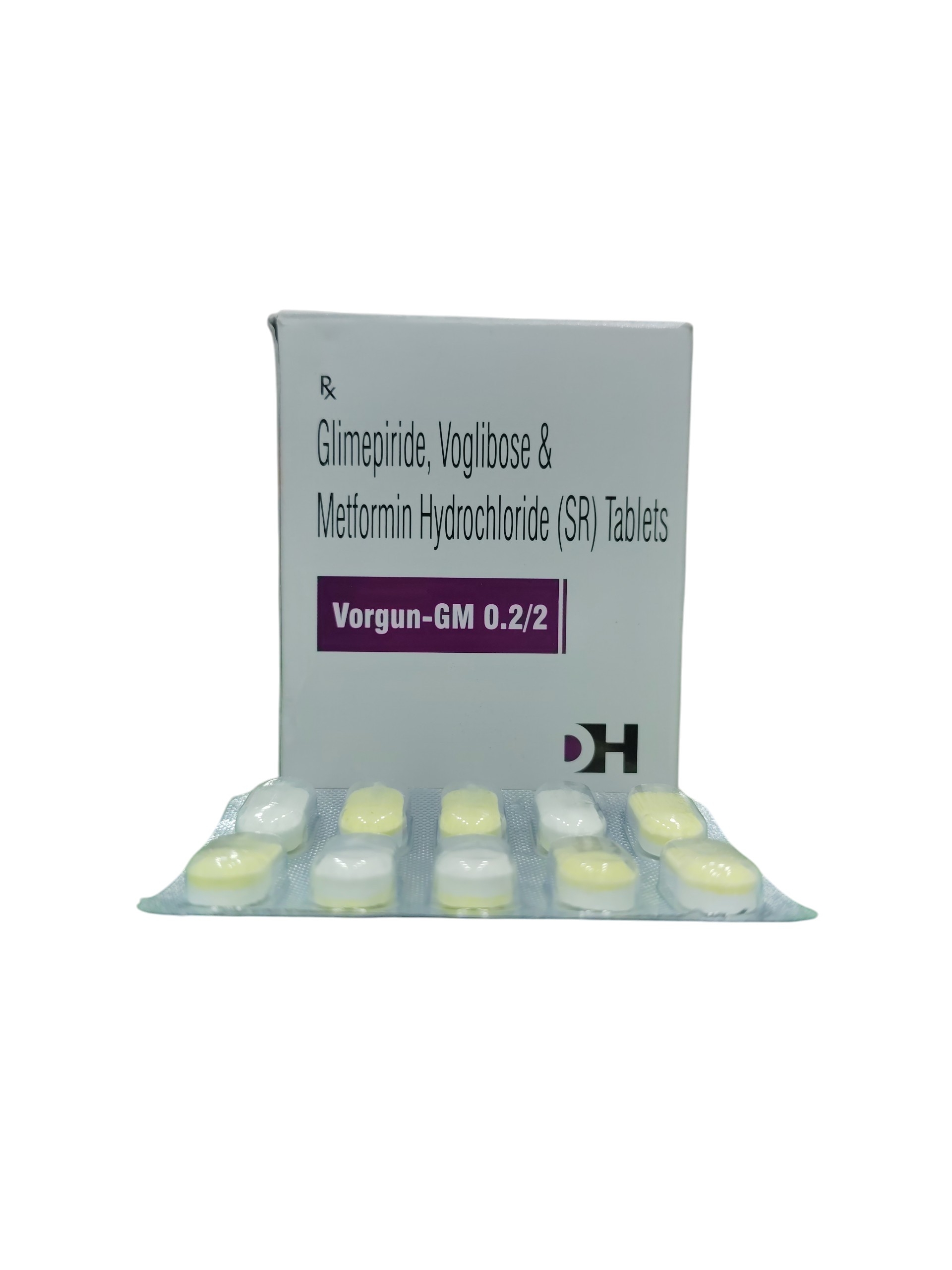 Vorgun GM 0.2/2 – Glimepiride, Voglibose & Metformin Hydrochloride (SR) Tablets - 1 × 10 Tablets