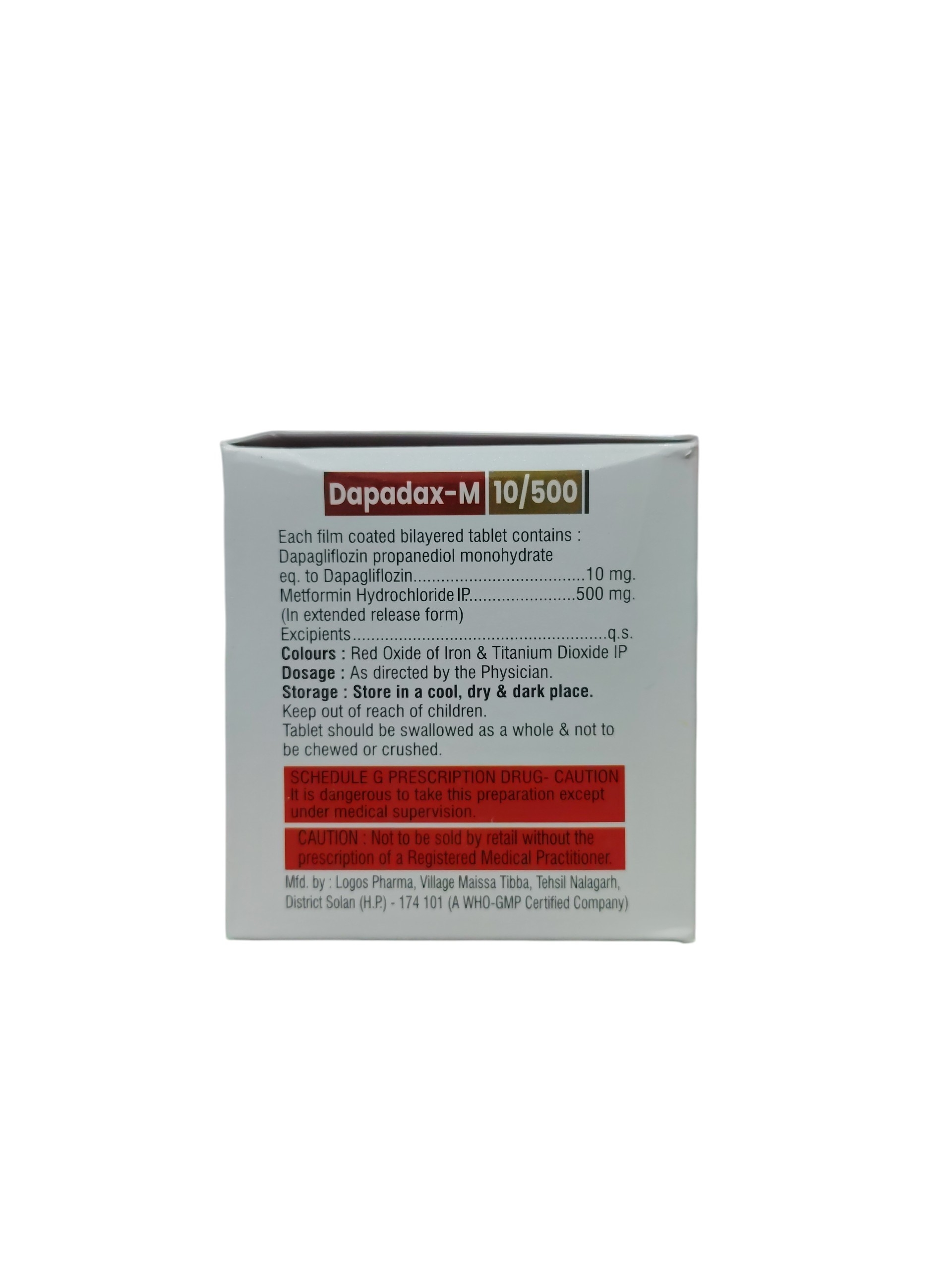 Dapadax M 10/500 – Dapagliflozin 10 mg & Metformin Hydrochloride (ER) 500 mg Tablets - 1 × 10 Tablets - Image 2