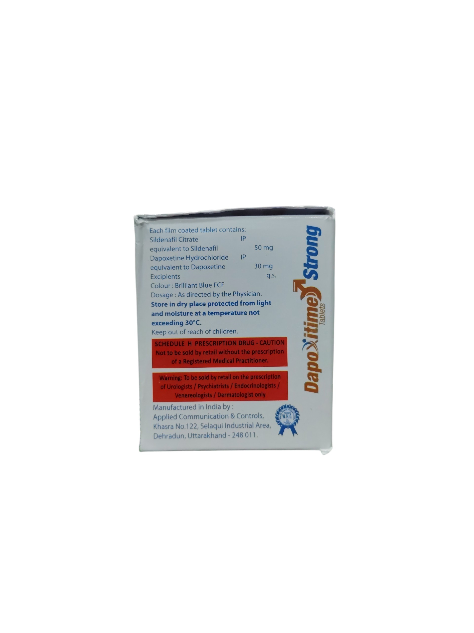 Dapoxitime Strong – Sildenafil Citrate and Dapoxetine Hydrochloride Tablets - 1 × 6 Tablets - Image 2