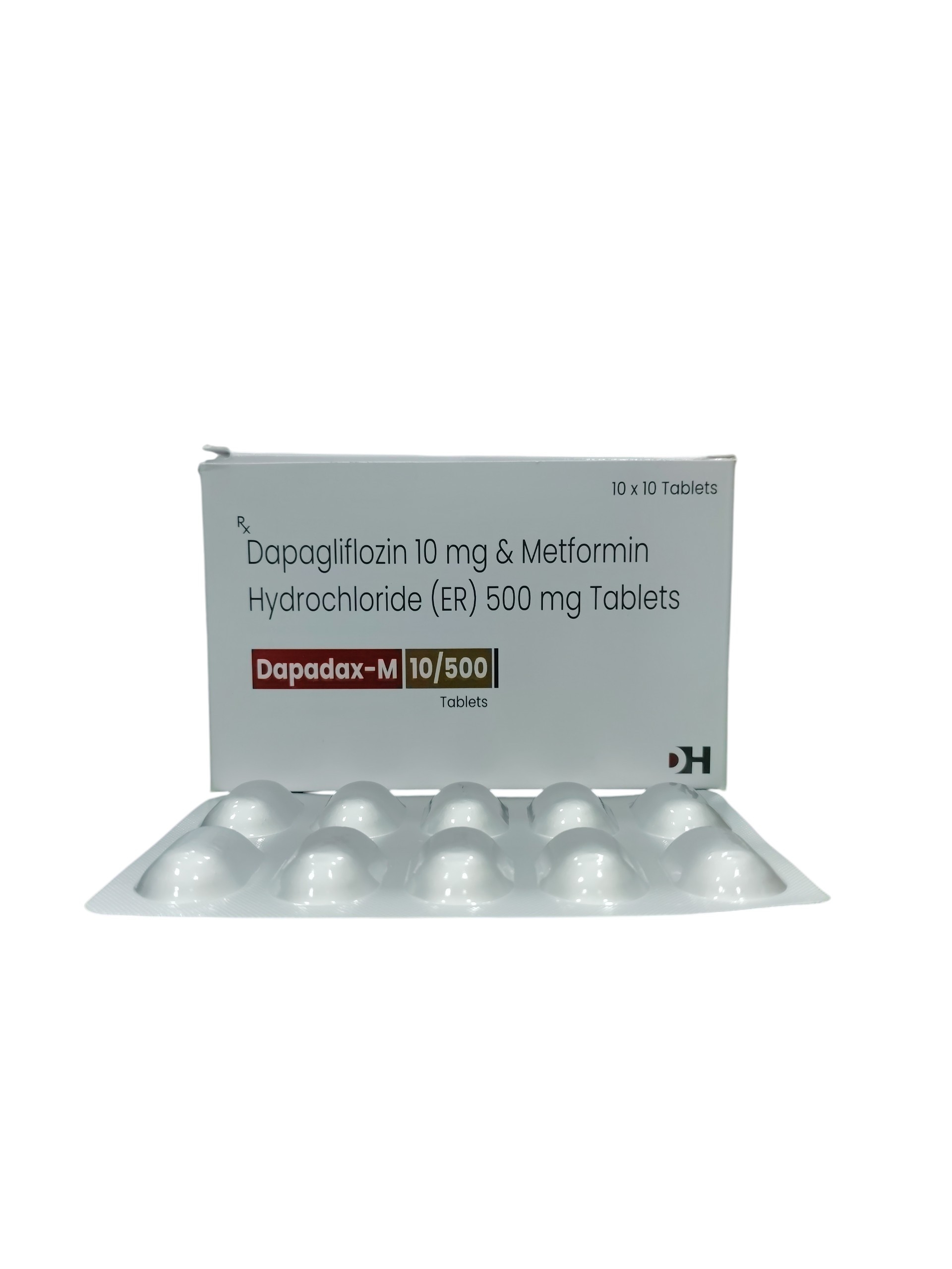Dapadax M 10/500 – Dapagliflozin 10 mg & Metformin Hydrochloride (ER) 500 mg Tablets - 1 × 10 Tablets