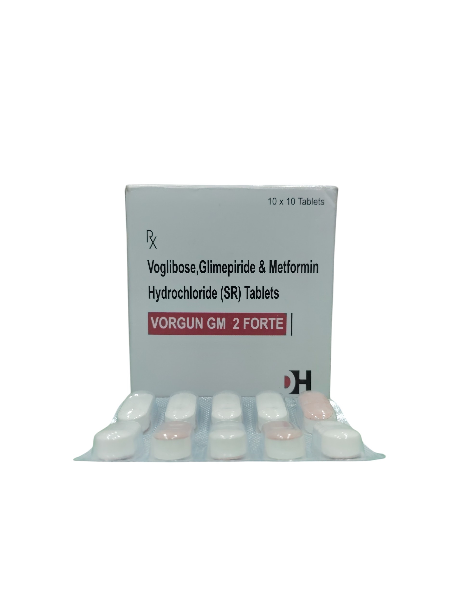 Vorgun GM 2 FORTE – Voglibose, Glimepiride & Metformin Hydrochloride (SR) Tablets - 1 × 10 Tablets