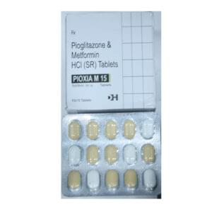 Pioxia M 15 - Pioglitazone & Metformin HCl SR Tablets - 1 x 15 Tablets Pack
