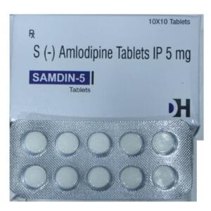 Samdin-5 – S (-) Amlodipine Besylate Tablets IP 5 mg - 1 × 10 Tablets