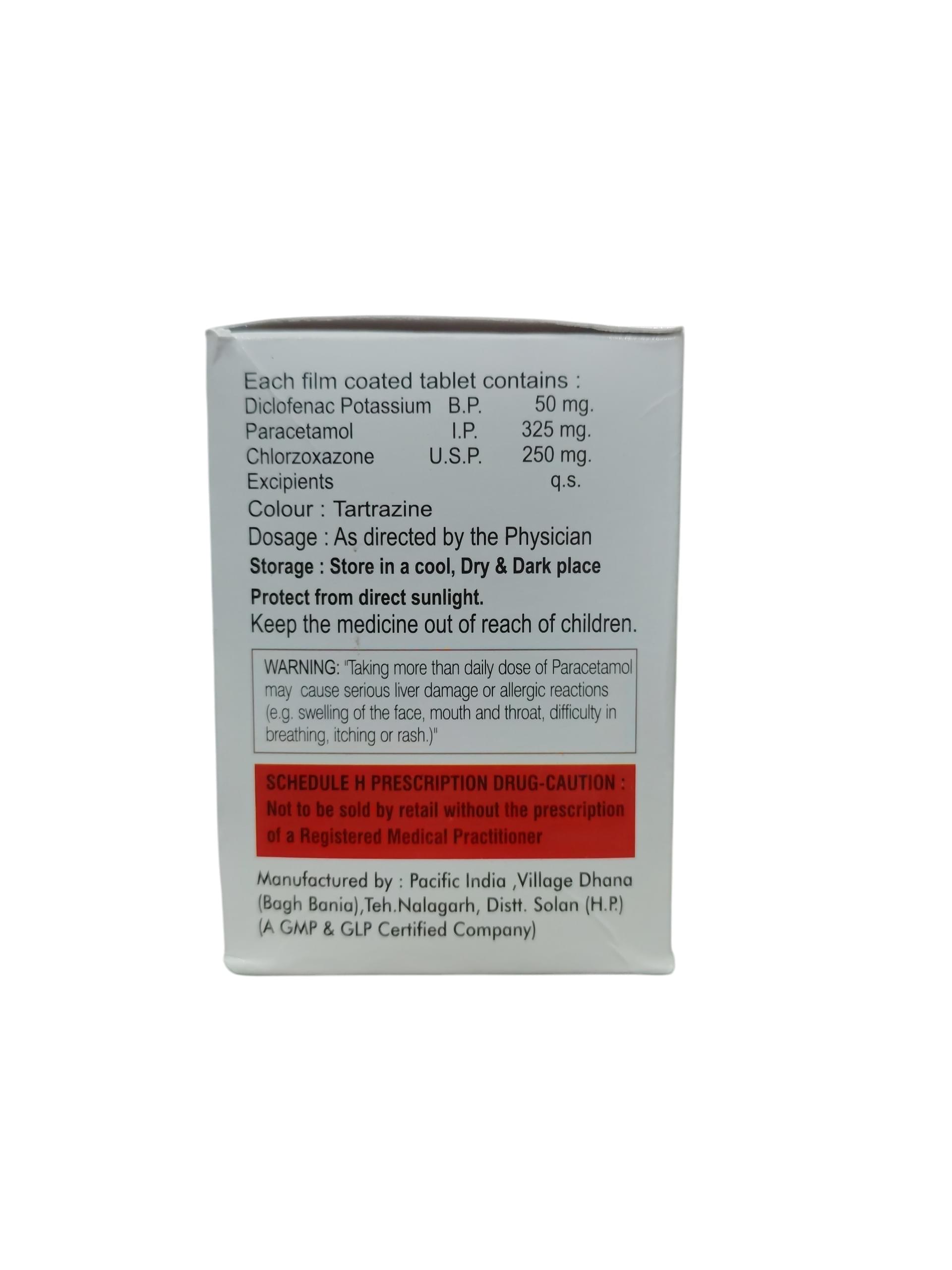 Diclobiz MR - Diclofenac Potassium, Paracetamol & Chlorzoxazone Tablets - 1 x 10 Tablets - Image 2