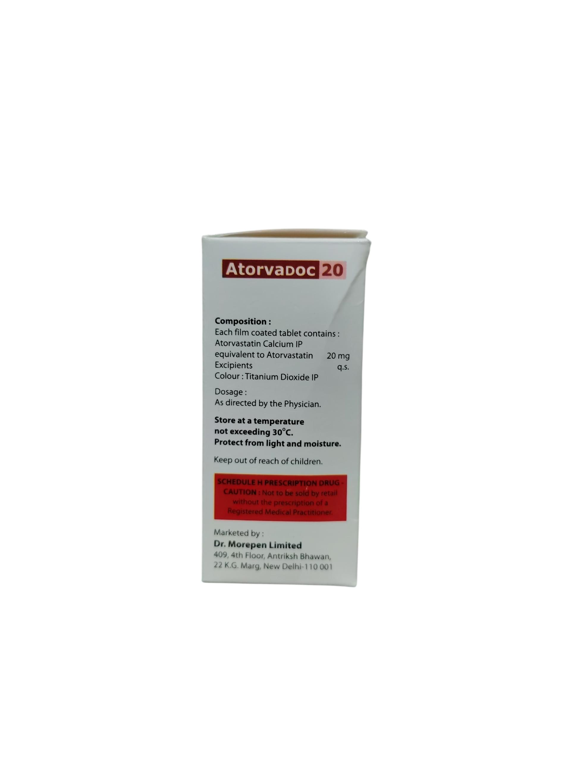 Atorvadoc 20 - Atorvastatin Tablets IP 20 mg - 1 x 10 Tablets - Image 2