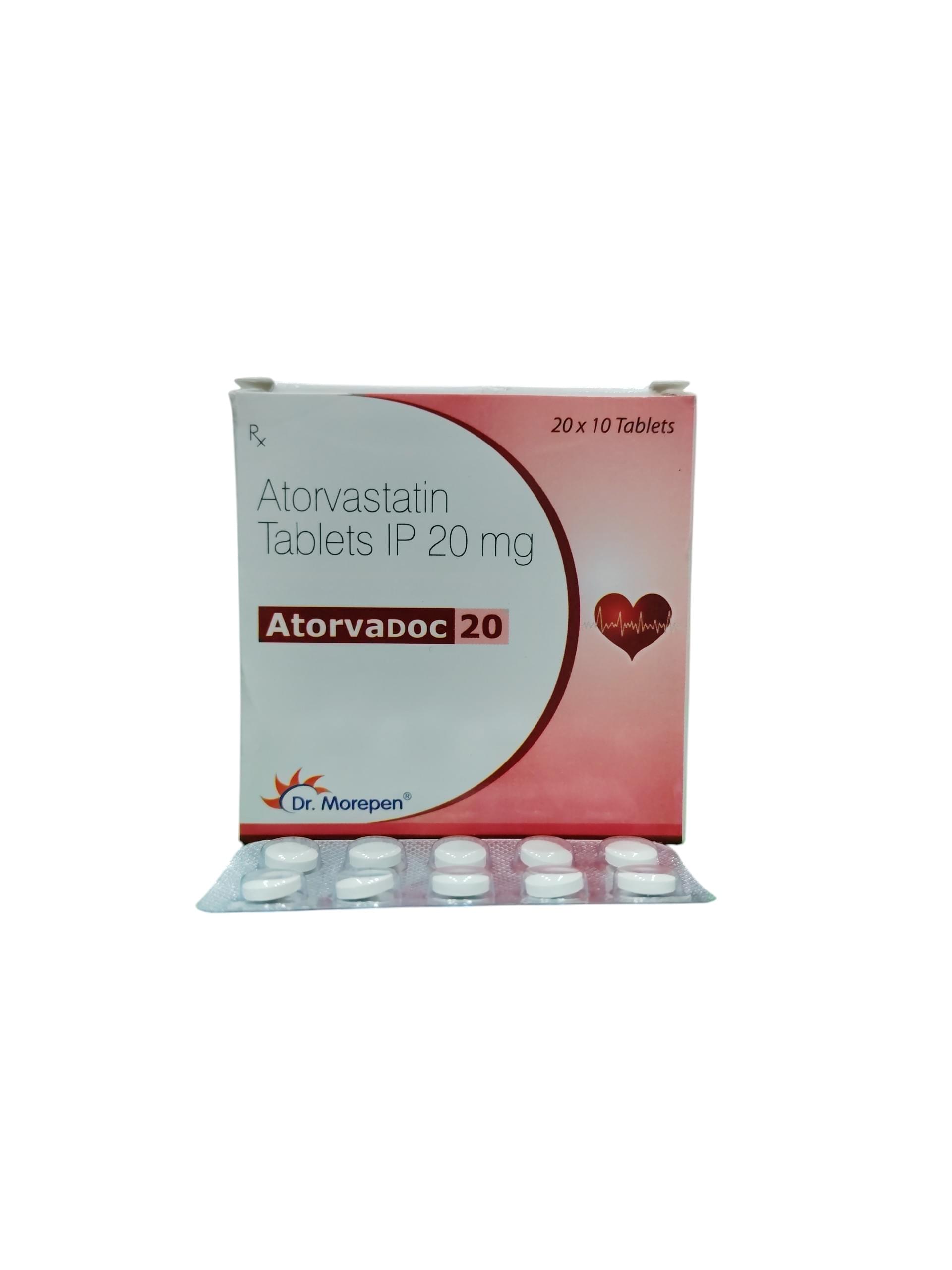 Atorvadoc 20 - Atorvastatin Tablets IP 20 mg - 1 x 10 Tablets