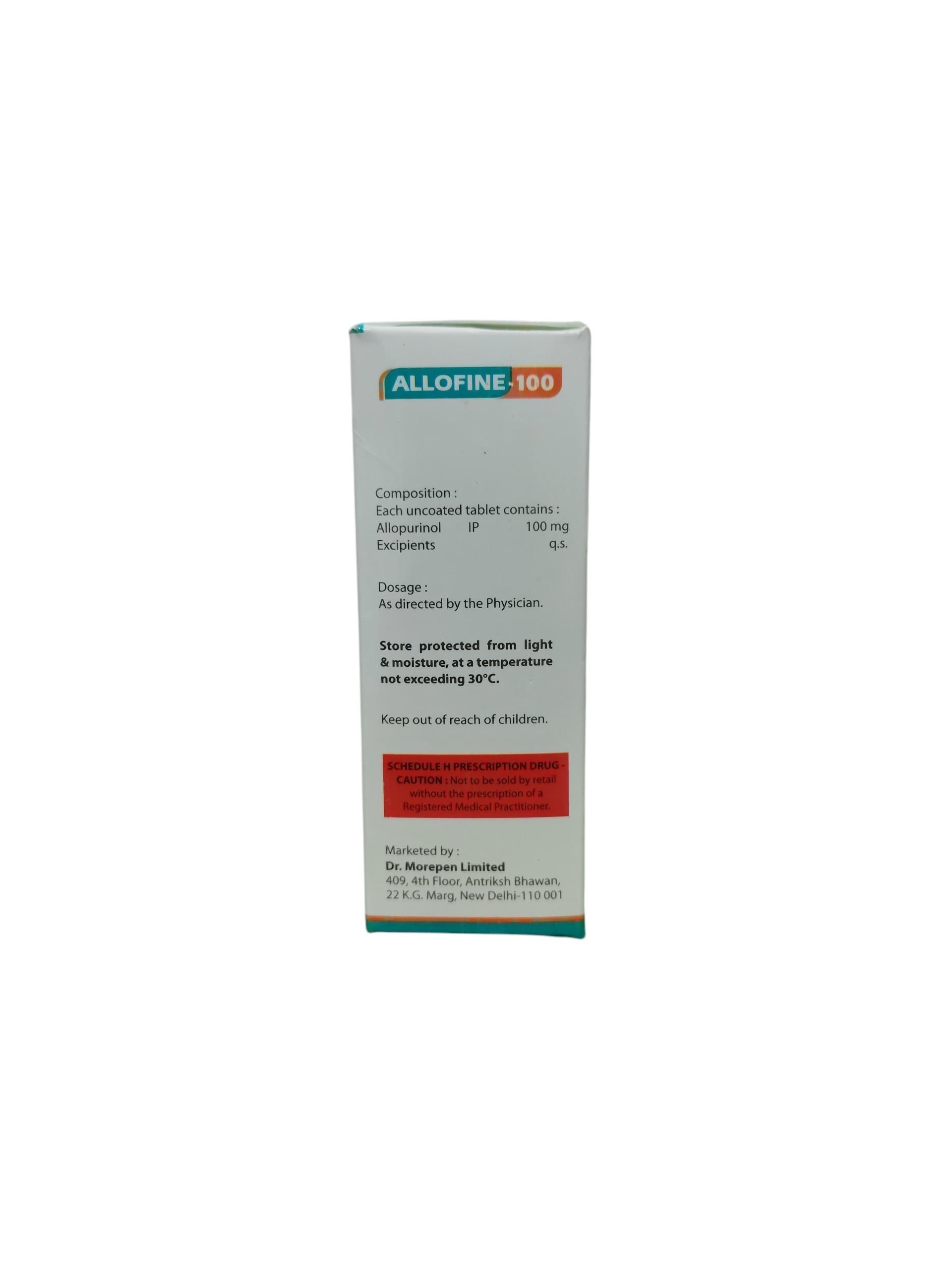 Allofine 100 - Allopurinol Tablets IP 100 mg - 1 x 10 Tablets - Image 2