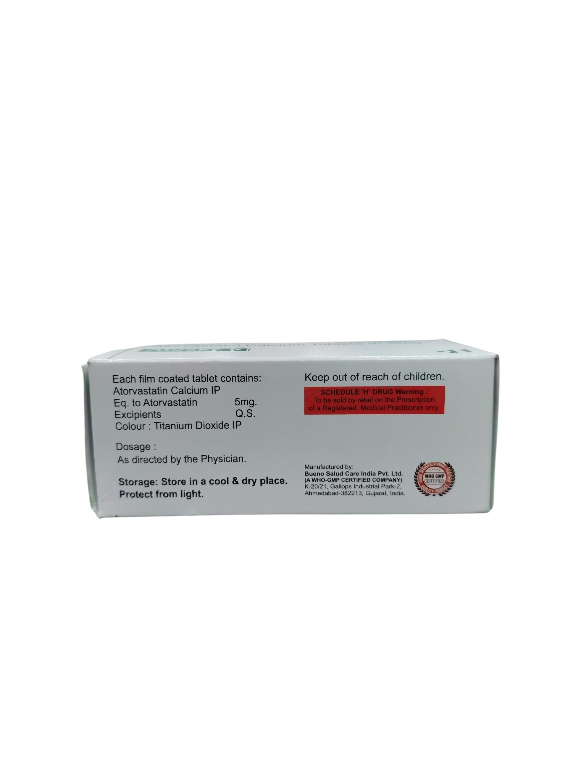 Atosky 5 - Atorvastatin Calcium Tablets IP 5 mg - 1 x 10 Tablets - Image 2