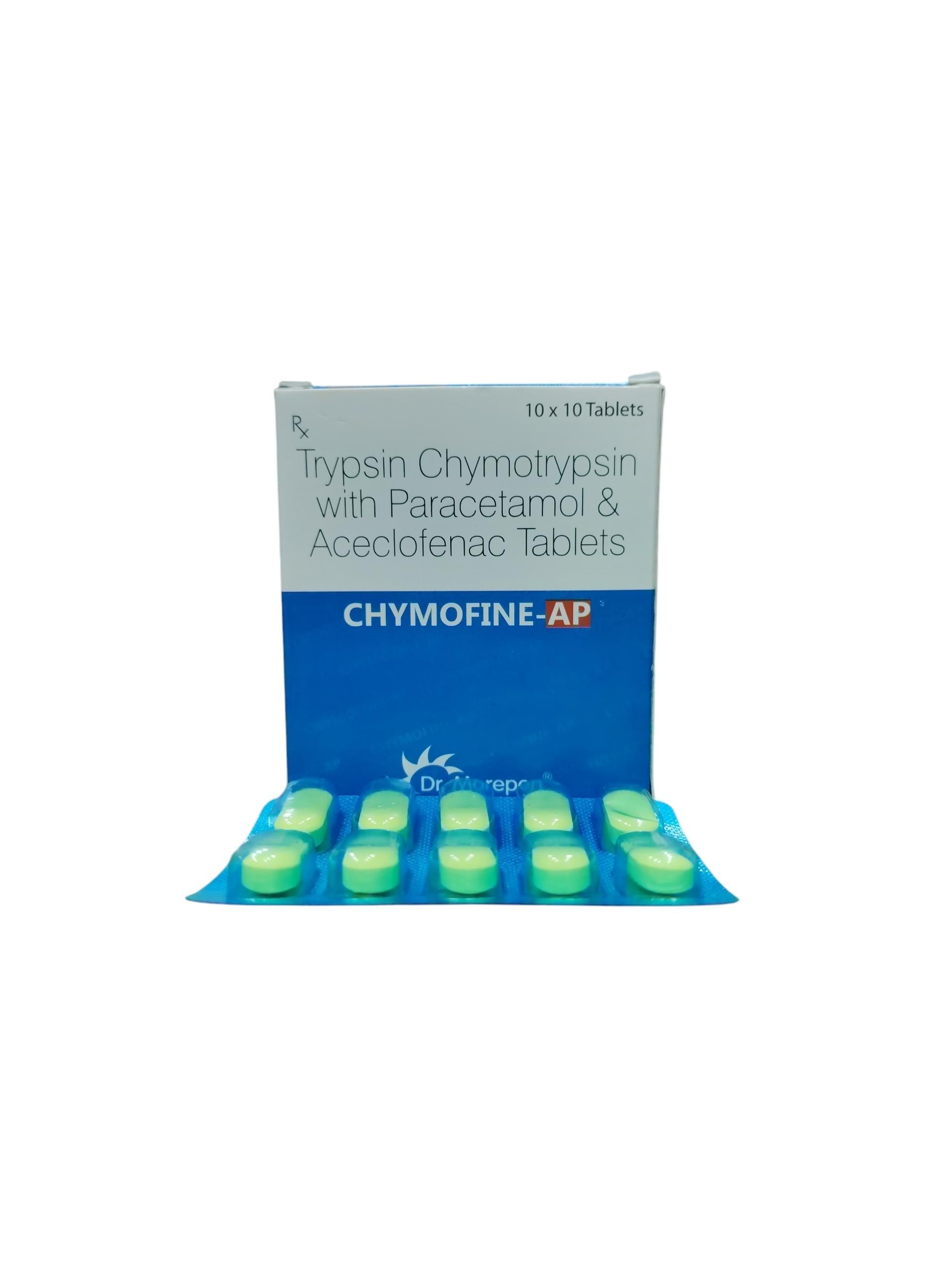Chymofine AP - Trypsin Chymotrypsin with Paracetamol & Aceclofenac Tablets - 1 x 10 Tablets