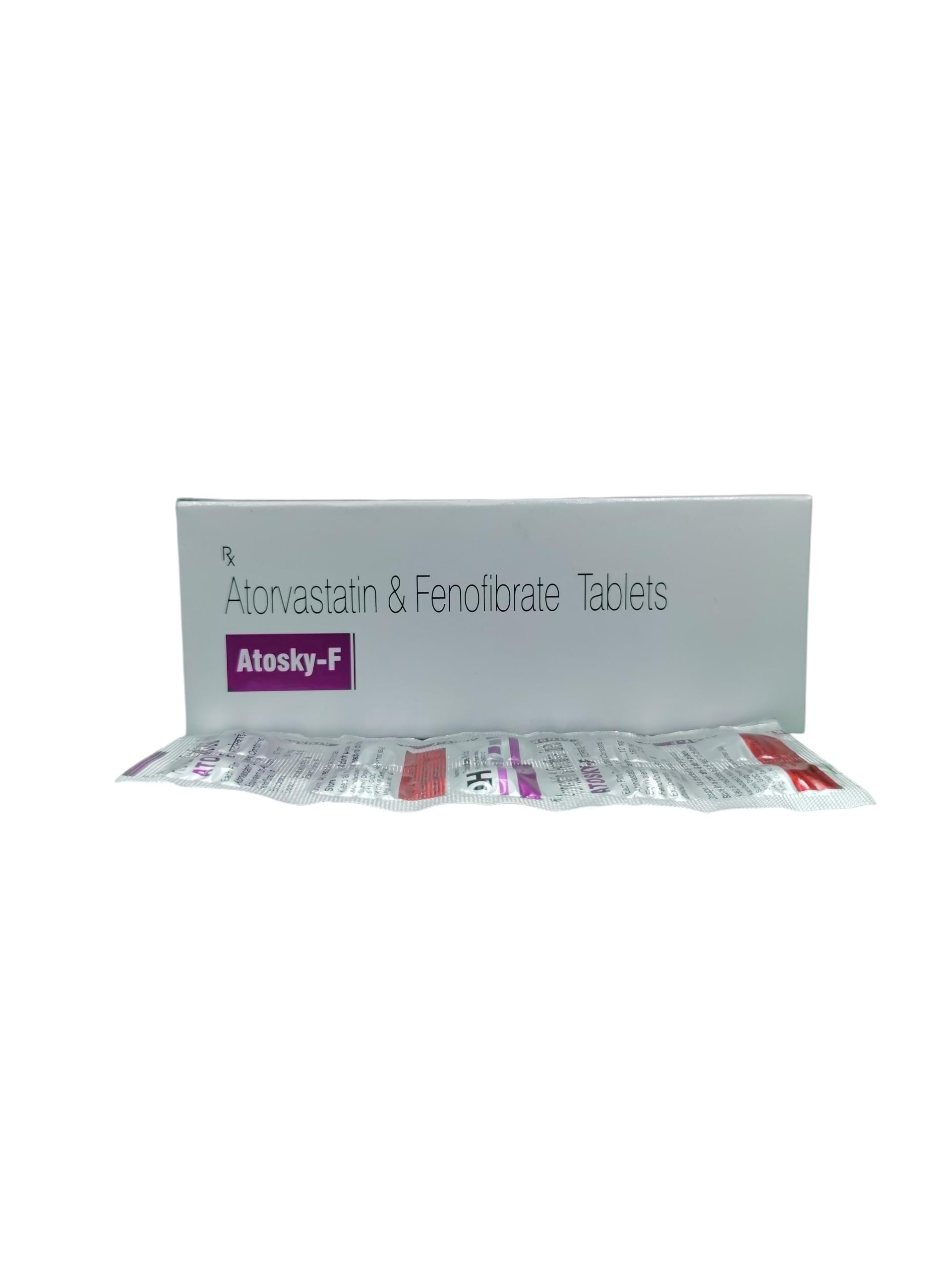 Atosky F - Atorvastatin & Fenofibrate Tablets - 1 x 10 Tablets