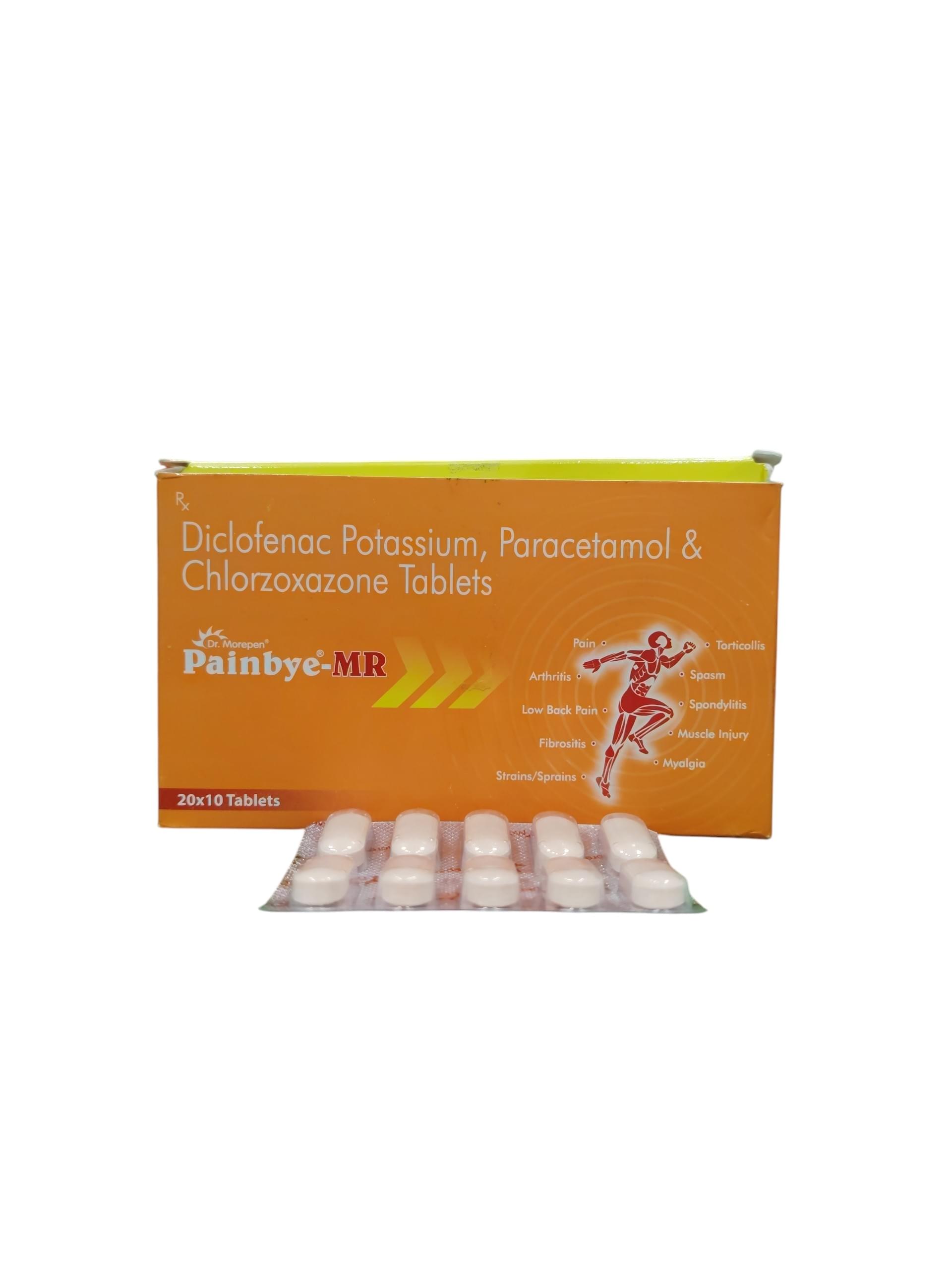 Painbye-MR – Diclofenac Potassium, Paracetamol & Chlorzoxazone Tablets - 1 x 10 Tablets